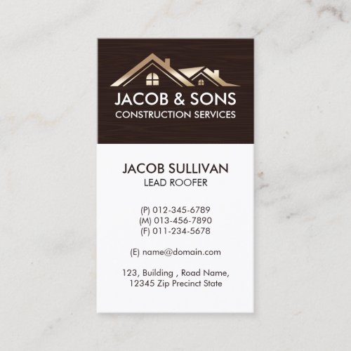 Contractor Construction House Repairs Business Card