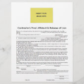 Contractor Final Affidavit & Release of Lien Form (Front)
