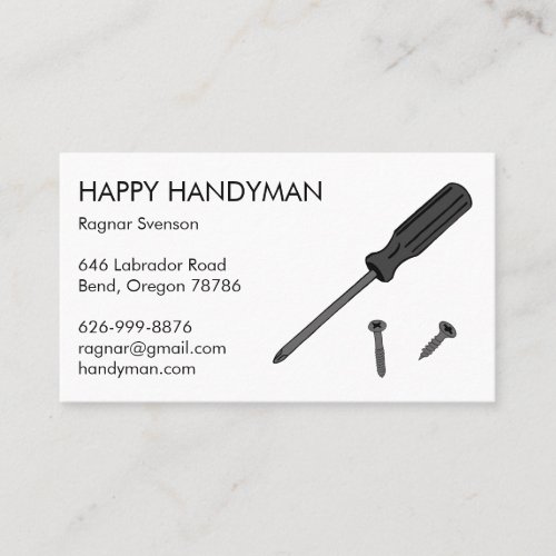 Contractor Handyman Mechanic Screwdriver Cool Business Card
