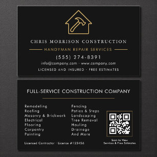 Contractor & Handyman QR Code Business Card