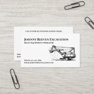 Contractor Heavy Equipment Operator Business Card