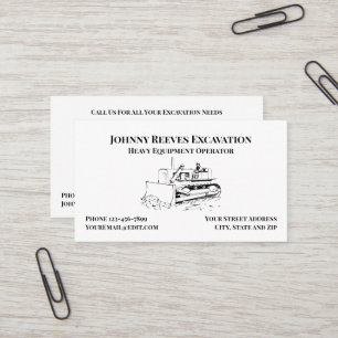 Contractor Heavy Equipment Operator Business Card