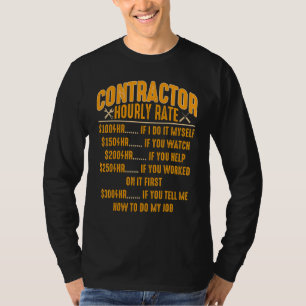 Contractor Hourly Rate Price Chart Labor Handyman T-Shirt