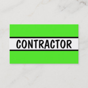 Contractor Neon Green Business Card