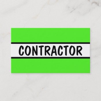 Contractor Neon Green Business Card by businessCardsRUs at Zazzle