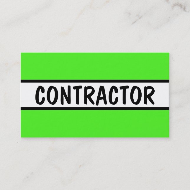 Contractor Neon Green Business Card (Front)