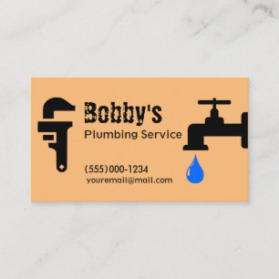Contractor Plumbing Service Chrome Design Business Business Card