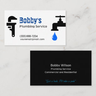 Contractor Plumbing Service Chrome Design Business Card