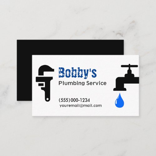 Contractor Plumbing Service Chrome Design Business Card