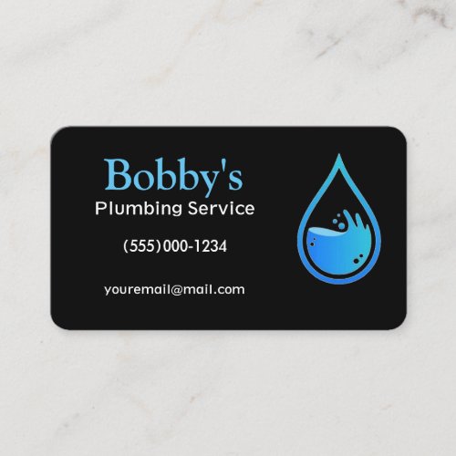 Contractor Plumbing Service Water Drop Design Business Card