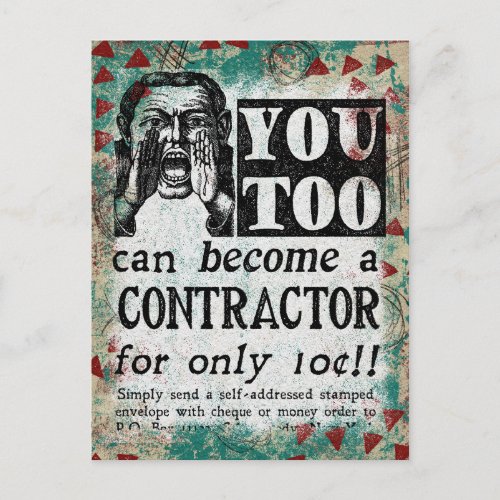Contractor Postcard _ Funny Vintage Retro