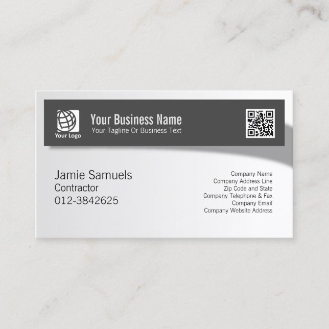 Contractor Professional Trade Skills Shadow Banner Business Card (Front)