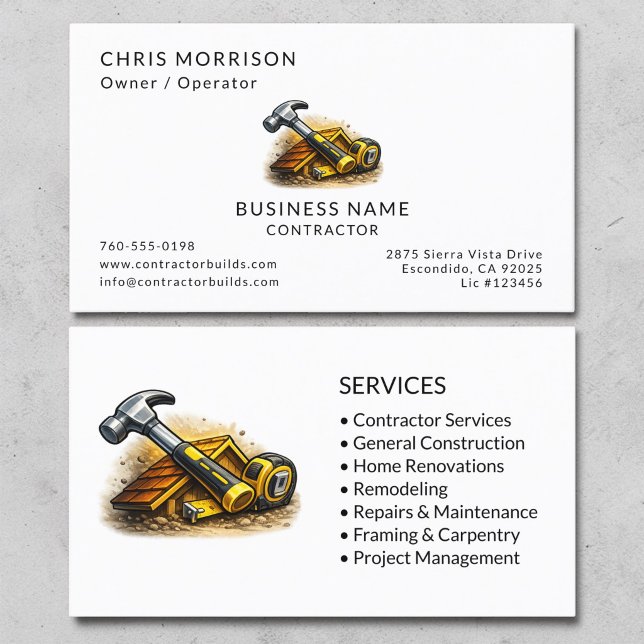 Contractor Services Professional Business Card (Creator Uploaded)