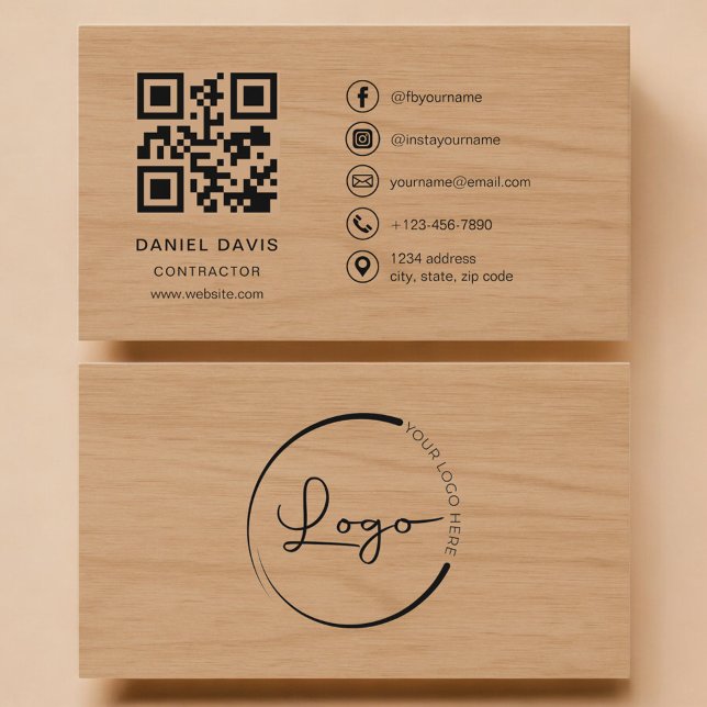 Contractor Wood Professional QR Code Business Card (Creator Uploaded)