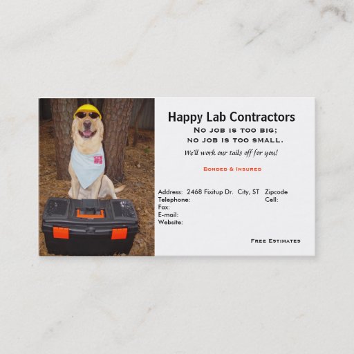 Customizable Contractor's Business Card