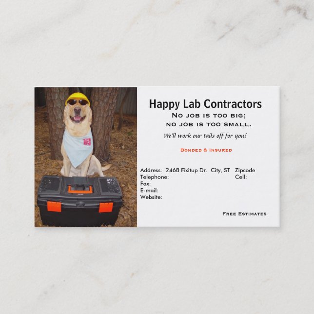Contractor's Business Card (Front)