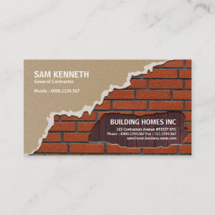 Contractor's Exquisite Plaster Brick Timber Works Business Card