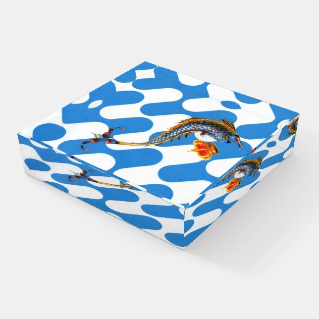 Contrada Capitana dell' Onda (Wave) Palio Paperweight (Angled)
