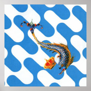 Contrada Capitana dell' Onda (Wave) Palio Poster