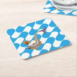 Contrada Capitana dell' Onda (Wave) Palio Square Paper Coaster