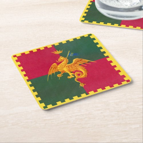 Contrada del Drago Dragon Palio di Siena Square Paper Coaster