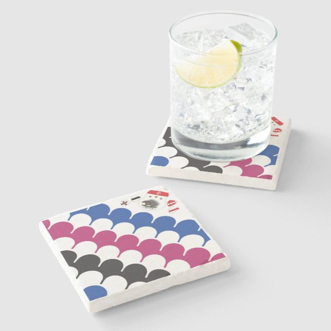 Contrada Sovrana dell' Istrice  (Porcupine) Palio Stone Coaster (Side)