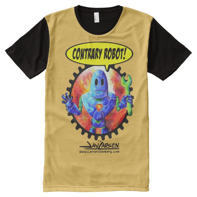 Contrary Robot-Print All-Over Print T-shirt (Front)