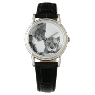 Contrast Black and White Female Lions Watch