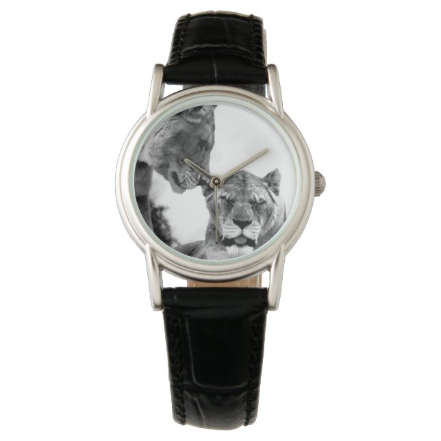 Contrast Black and White Female Lions Watch (Front)