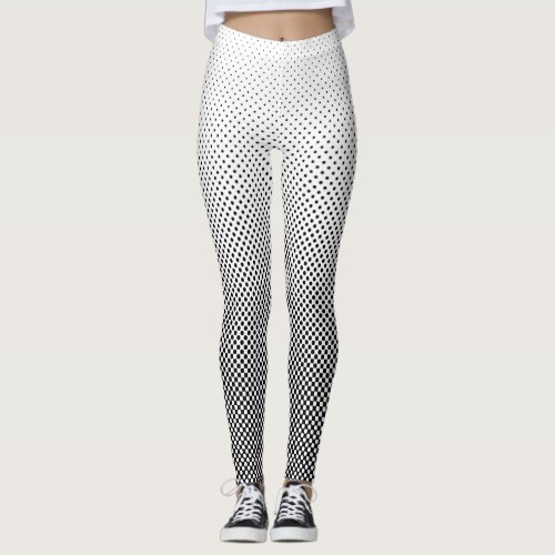 Contrast Halftone Dots Black and White Slimming Leggings