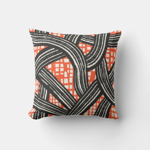 Contrast lines red black - Japandi Throw Pillow