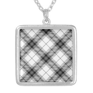 Contrast Plaid Silver Plated Necklace
