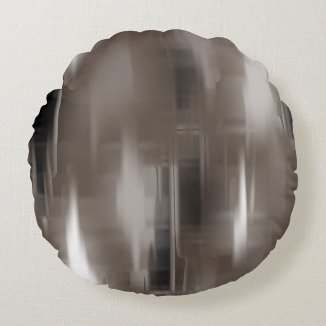 Contrasting Black and White Vanishing Shapes Round Pillow (Front)