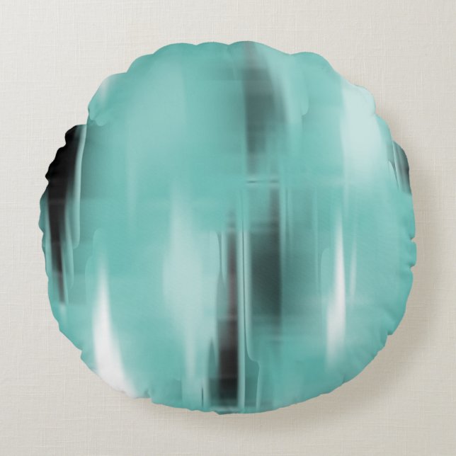Contrasting Black and White Vanishing Shapes Round Pillow (Front)
