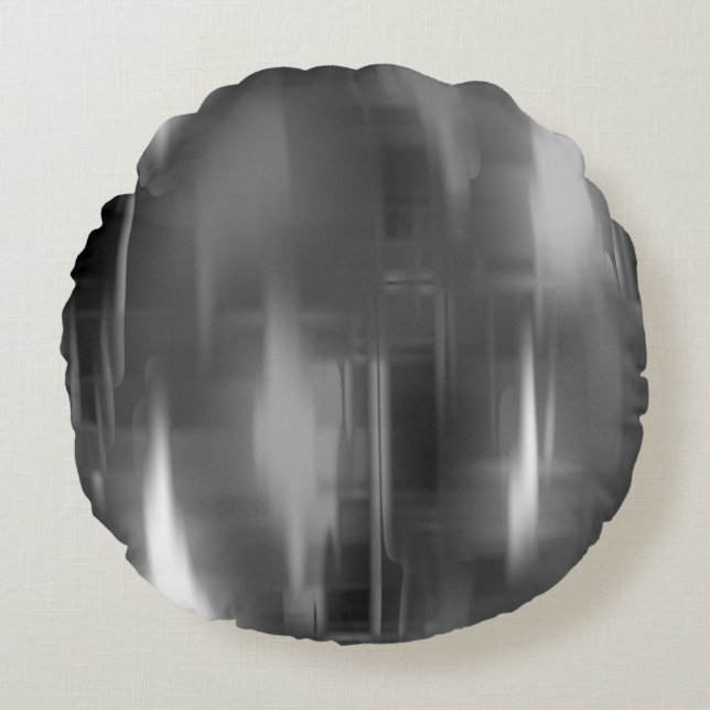 Contrasting Black and White Vanishing Shapes Round Pillow (Front)