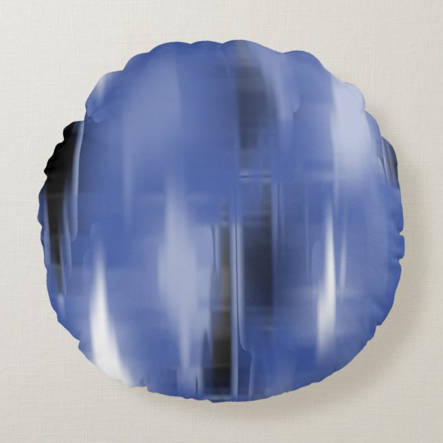 Contrasting Black and White Vanishing Shapes Round Pillow (Front)