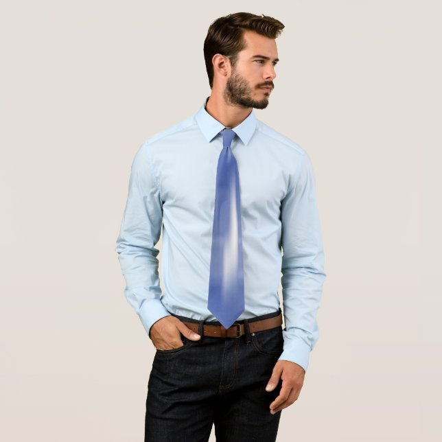 Contrasting Blue and White Vanishing Shapes Neck Tie (In Situ)