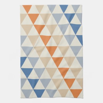 Contrasting Blue Orange And White Triangle Pattern Kitchen Towel by CozyMode at Zazzle