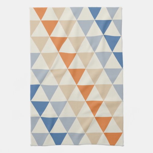 Contrasting Blue Orange And White Triangle Pattern Kitchen Towel