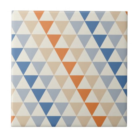 Contrasting Blue Orange And White Triangle Pattern Tile