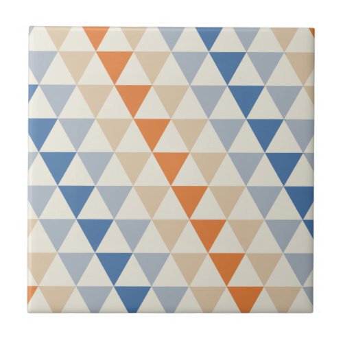 Contrasting Blue Orange And White Triangle Pattern Tile