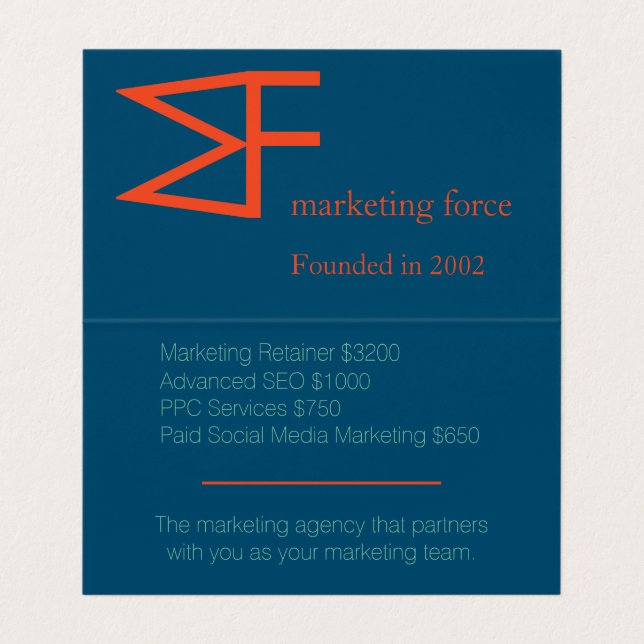 Contrasting Colors Professional Business Card (Inside Unfolded)