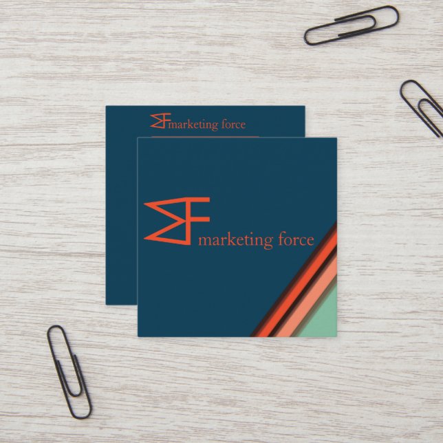 Contrasting Colors Professional Square Business Card (Front/Back In Situ)