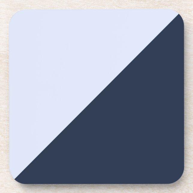 Contrasting Light Sky Blue and Dark Navy Blue Beverage Coaster (Front)