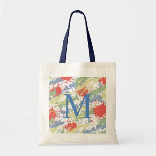 Contrasting Paint Splash Monogram Tote Bag