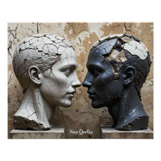 Contrasting Plaster and Obsidian Busts Poster