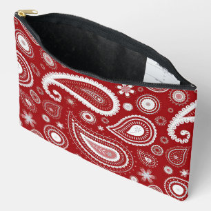 Contrasting White Paisley Print Cosmetic Bag