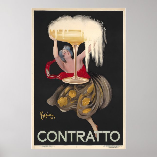 Contratto Champagne Vintage Alcohol Advertising Poster (Front)