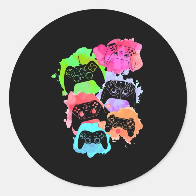 Control All Gamer Video Game Lover Controller Cute Classic Round Sticker (Front)