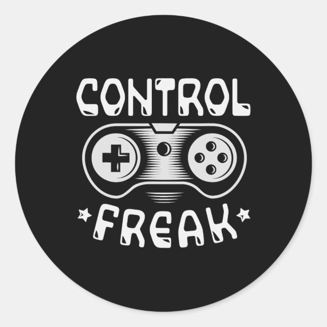 Control Freak - Funny Gaming Video Games Gamer  Classic Round Sticker (Front)